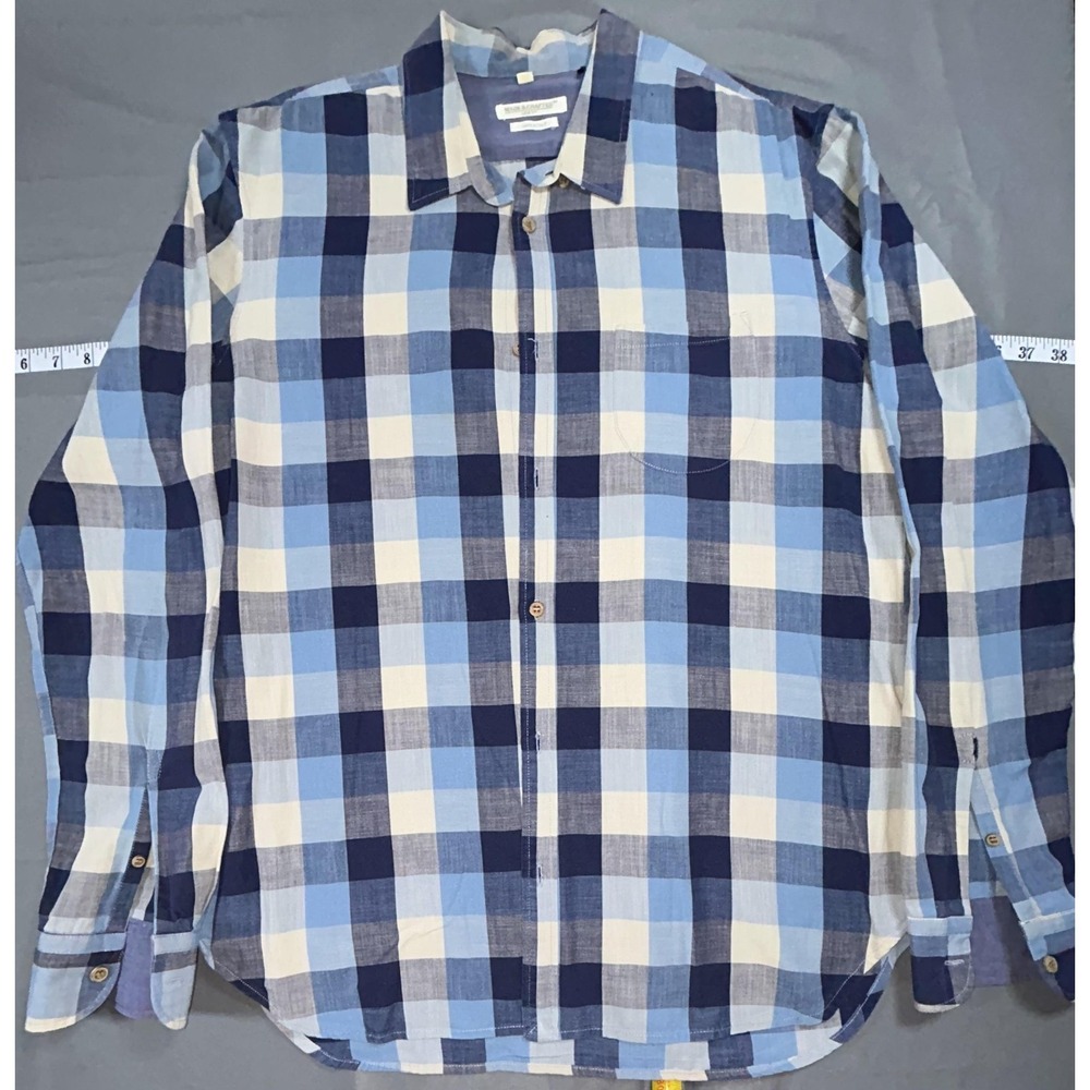 Levi's Made & Crafted Shirt Mens M Blue Plaid Cotton Long Sleeve Button Up Italy